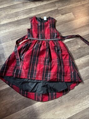 wonder nation Red and Black Plaid High-Low Holiday Dress